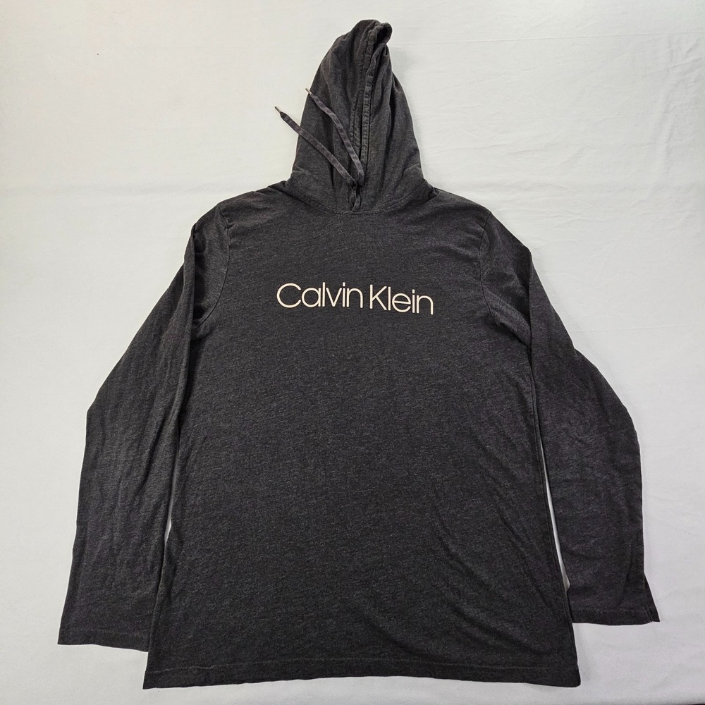 Calvin Klein Gray Long Sleeve Hooded T-Shirt Men's‎ L